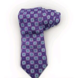 GEOFF NICHOLSON Tie Geometric Silk Blend Necktie Purple Blue